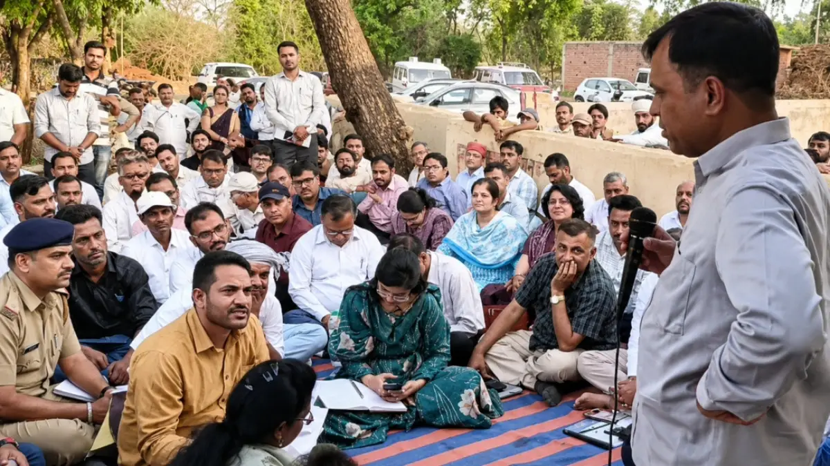 अधिकारी हो तो ऐसा: 42 अफसरों के साथ गांव पहुंचे रीवा कलेक्टर, जमीन पर बैठकर सुनी ग्रामीणों की समस्याएं